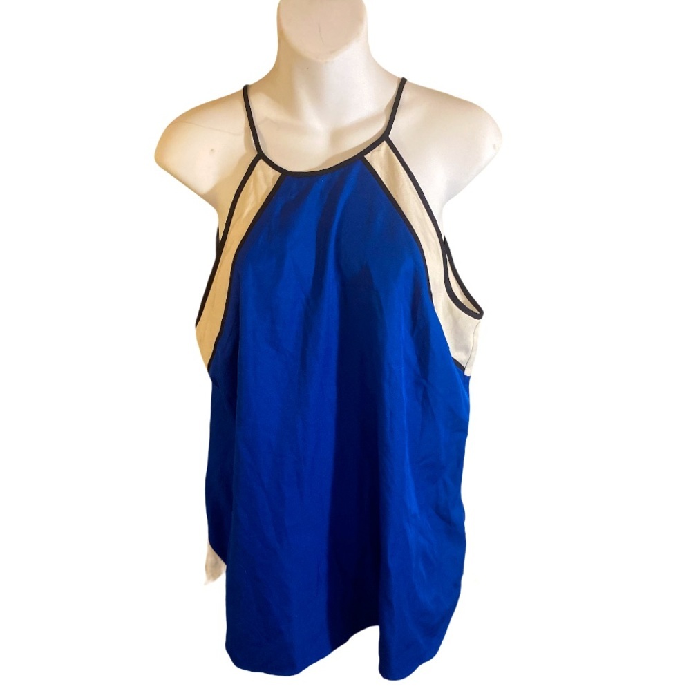 Blue white & black block fashion tank top